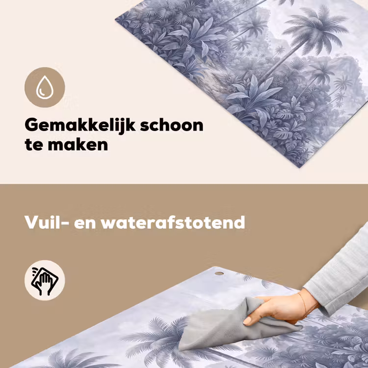 Natuur - Boom - Tropisch - Landschap - Blauw Inductie beschemer met haakjes klein -ky-schoon-nl
