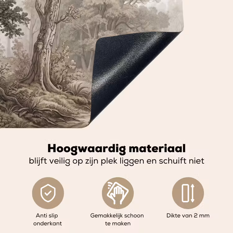 Natuur - Bos - Eik Inductie beschemer met haakjes klein -ky-onderkant-nl
