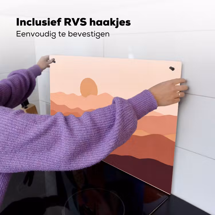 Natuur - Heuvels - Abstract - Modern - Oranje Inductie beschemer met haakjes klein -ky-ophangen-nl