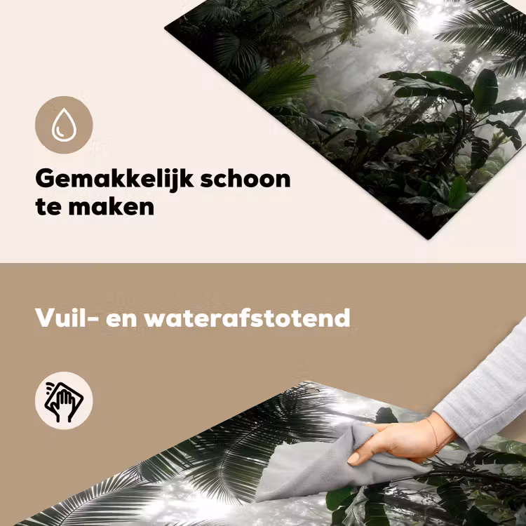 Natuur - Jungle - Mist - Groen - Bladeren Inductie beschemer met haakjes klein -ky-schoon-nl