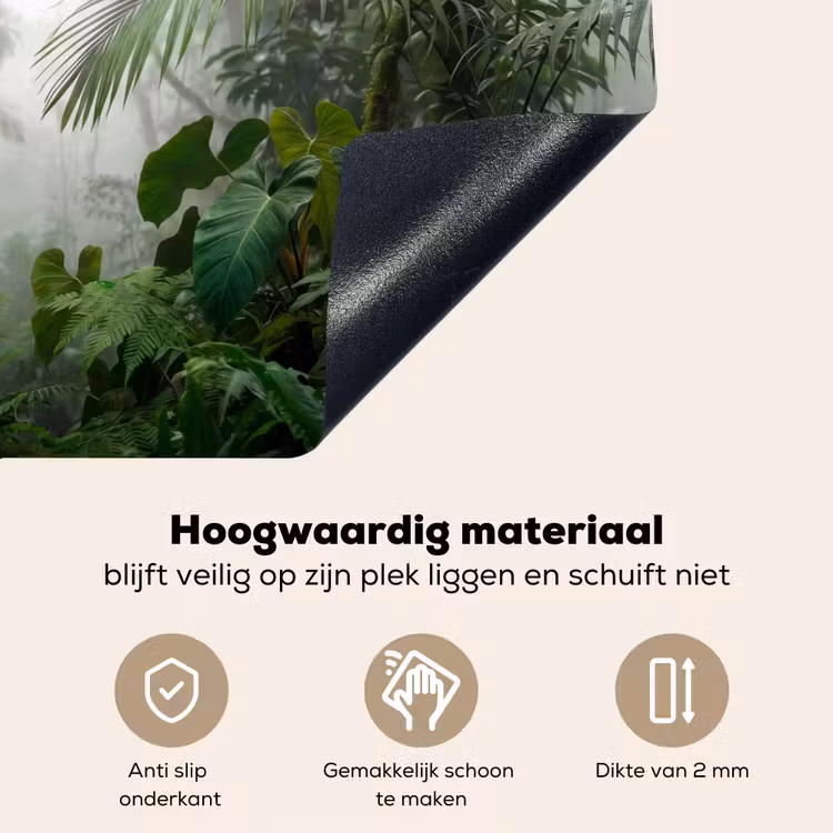 Natuur - Jungle - Mist - Tropisch - Groen Inductie beschemer met haakjes klein -ky-onderkant-nl