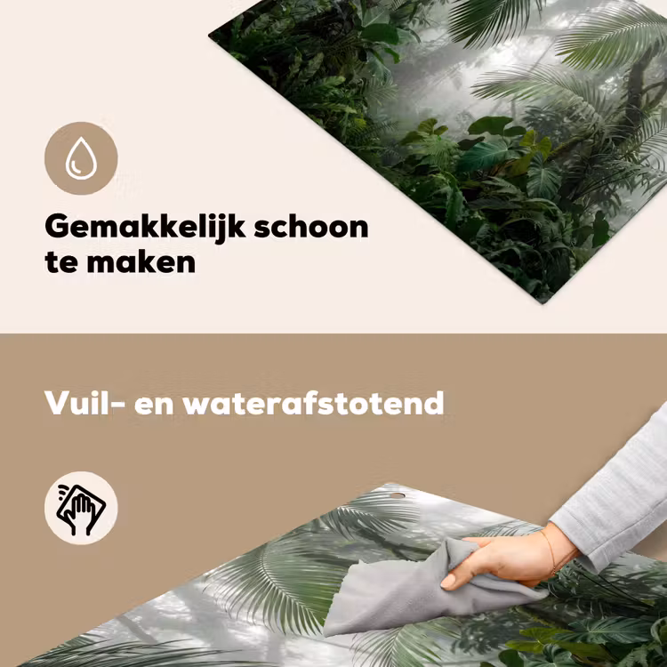 Natuur - Jungle - Mist - Tropisch - Groen Inductie beschemer met haakjes klein -ky-schoon-nl
