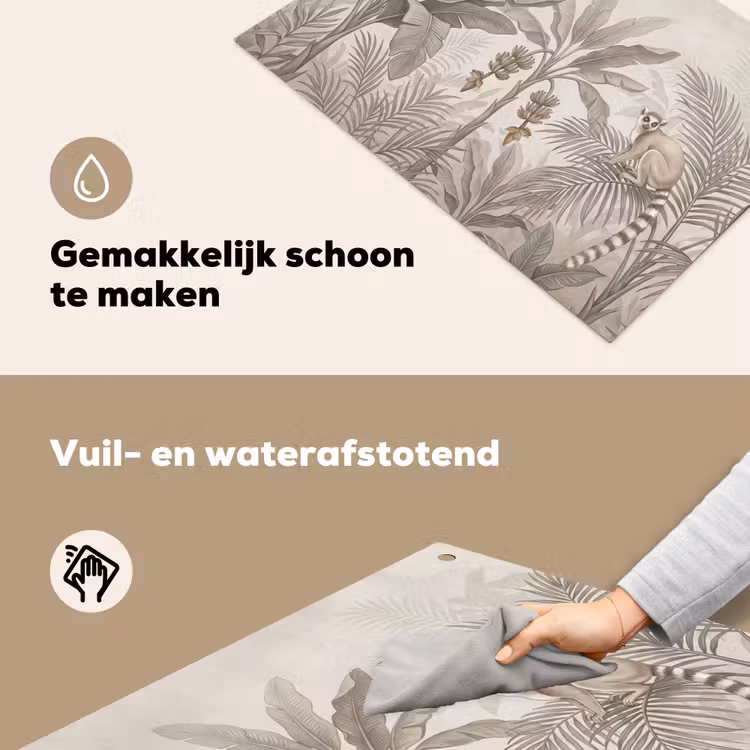 Natuur - Jungle - Ringstaartmaki - Bruin Inductie beschemer met haakjes klein -ky-schoon-nl