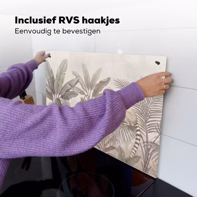 Natuur - Jungle - Ringstaartmaki - Bruin Inductie beschemer met haakjes klein -ky-ophangen-nl