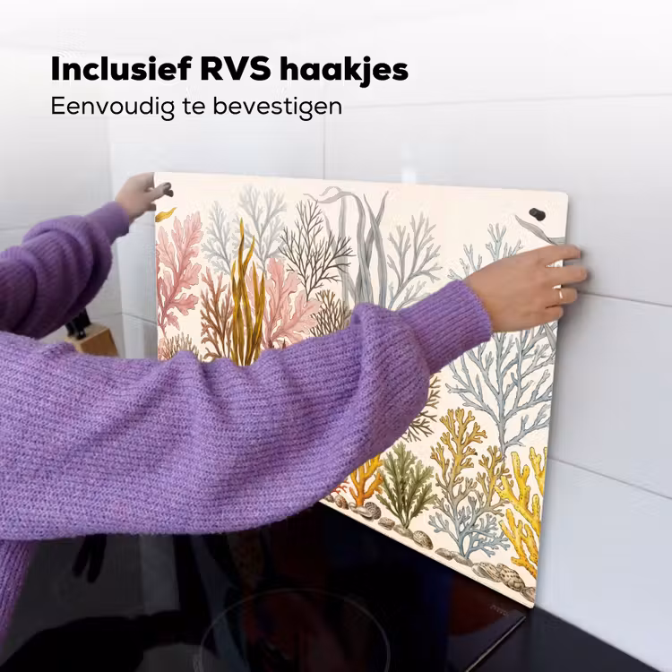 Natuur - Onderwater - Botanisch - Vintage - Kleurrijk Inductie beschemer met haakjes klein -ky-ophangen-nl