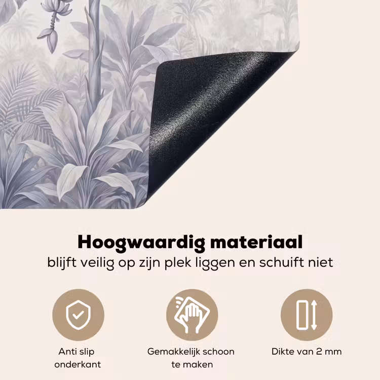 Natuur - Vogel - Jungle - Illustratie - Blauw Inductie beschemer met haakjes klein -ky-onderkant-nl