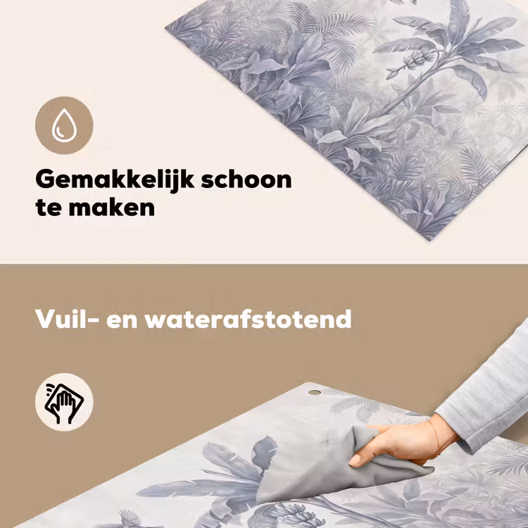 Natuur - Vogel - Jungle - Illustratie - Blauw Inductie beschemer met haakjes klein -ky-schoon-nl
