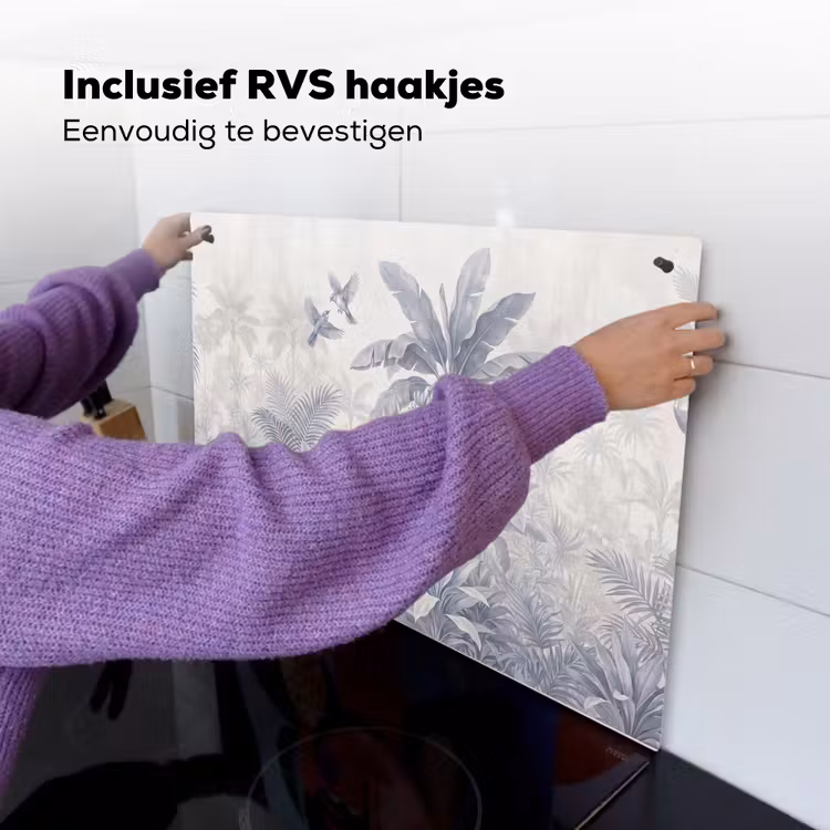 Natuur - Vogel - Jungle - Illustratie - Blauw Inductie beschemer met haakjes klein -ky-ophangen-nl