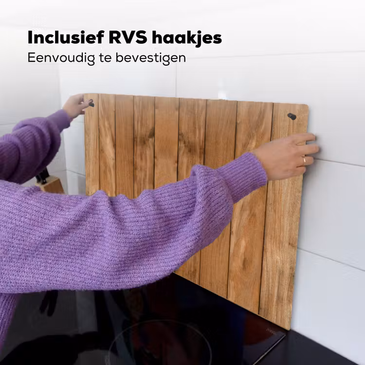 Natuurlijk Eikenhout Inductie beschemer met haakjes klein -ky-ophangen-nl