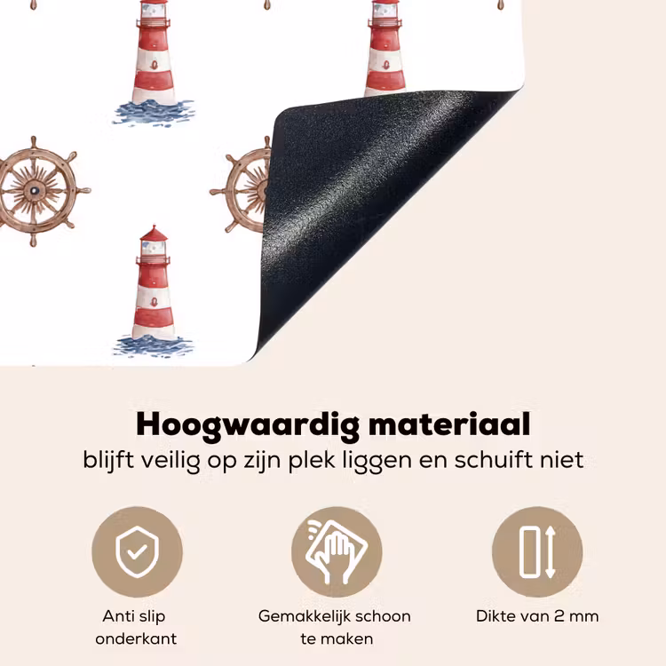 Nautisch - Klassiek - Rood Inductie beschemer met haakjes klein 777 -ky-onderkant-nl