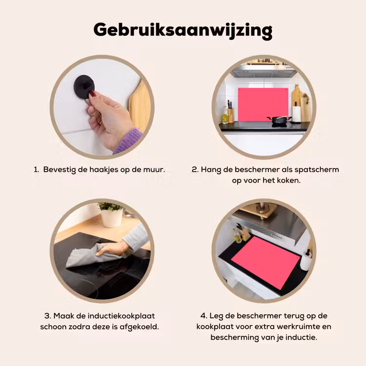 Neon - Flamingo - Roze Inductie beschemer met haakjes klein 777 -ky-gebruik-nl