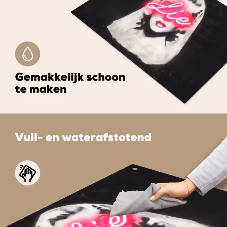 Neon - Letters - Vintage - Vrouw Inductie beschemer met haakjes klein -ky-schoon-nl