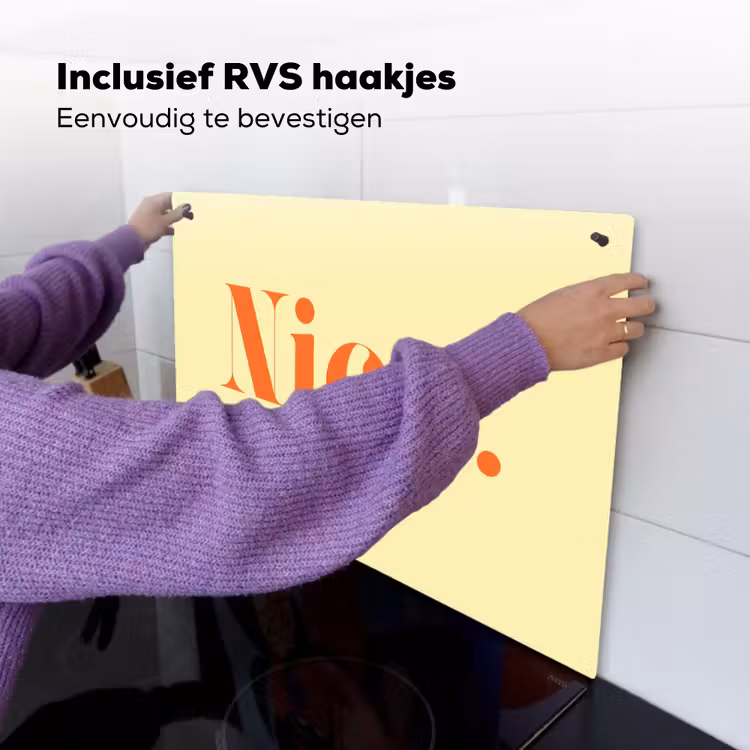 Nice - Oranje - Geel - Minimalistisch Inductie beschemer met haakjes klein -ky-ophangen-nl