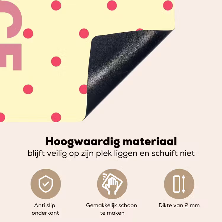 Nice - Stippen - Roze - Geel Inductie beschemer met haakjes klein -ky-onderkant-nl