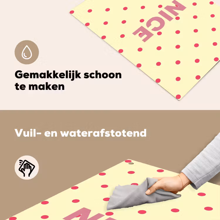 Nice - Stippen - Roze - Geel Inductie beschemer met haakjes klein -ky-schoon-nl
