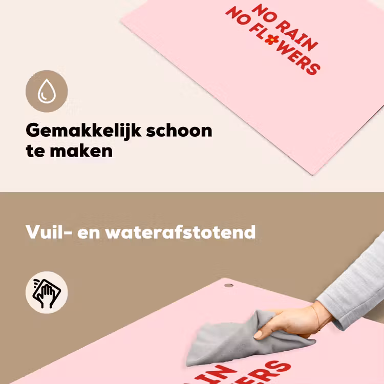 No rain no flowers - Minimalistisch - Roze - Bloem Inductie beschemer met haakjes klein -ky-schoon-nl