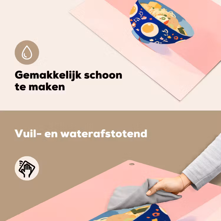 Noodles - Kom - Blauw - Illustratie Inductie beschemer met haakjes klein -ky-schoon-nl