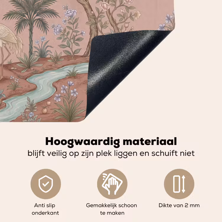 Nostalgisch - Reigers - Roze Inductie beschemer met haakjes klein -ky-onderkant-nl