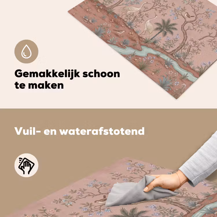 Nostalgisch - Reigers - Roze Inductie beschemer met haakjes klein -ky-schoon-nl