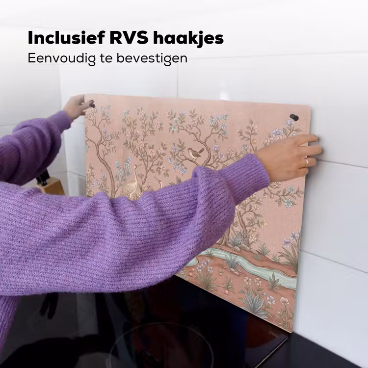 Nostalgisch - Reigers - Roze Inductie beschemer met haakjes klein -ky-ophangen-nl