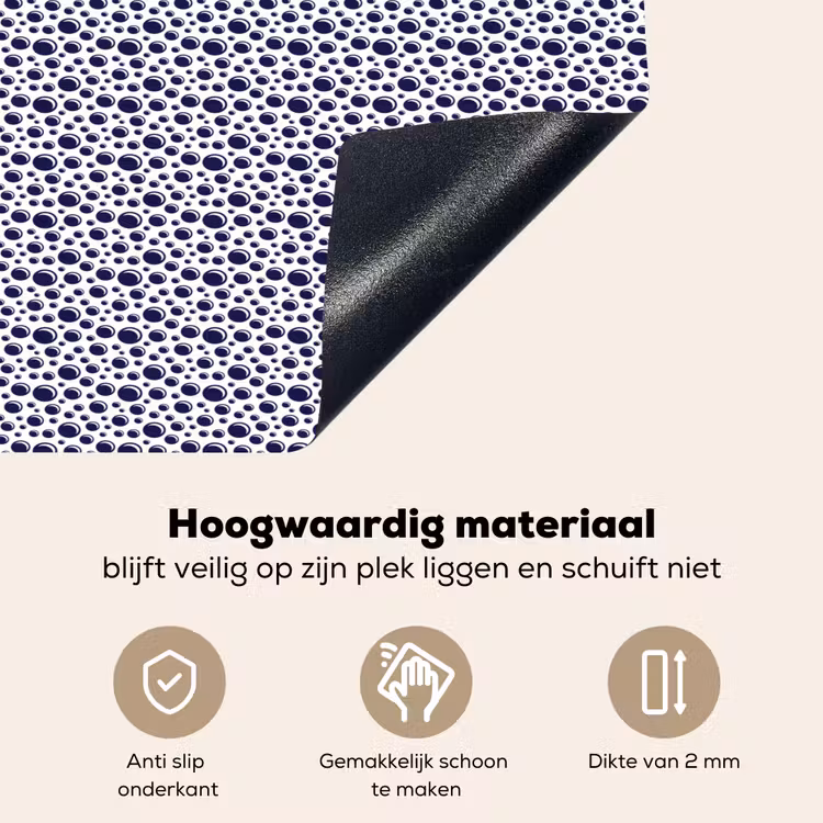 Oceaan - Bubbel - Blauw - Wit Inductie beschemer met haakjes klein 777 -ky-onderkant-nl