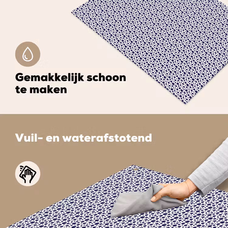 Oceaan - Bubbel - Blauw - Wit Inductie beschemer met haakjes klein 777 -ky-schoon-nl