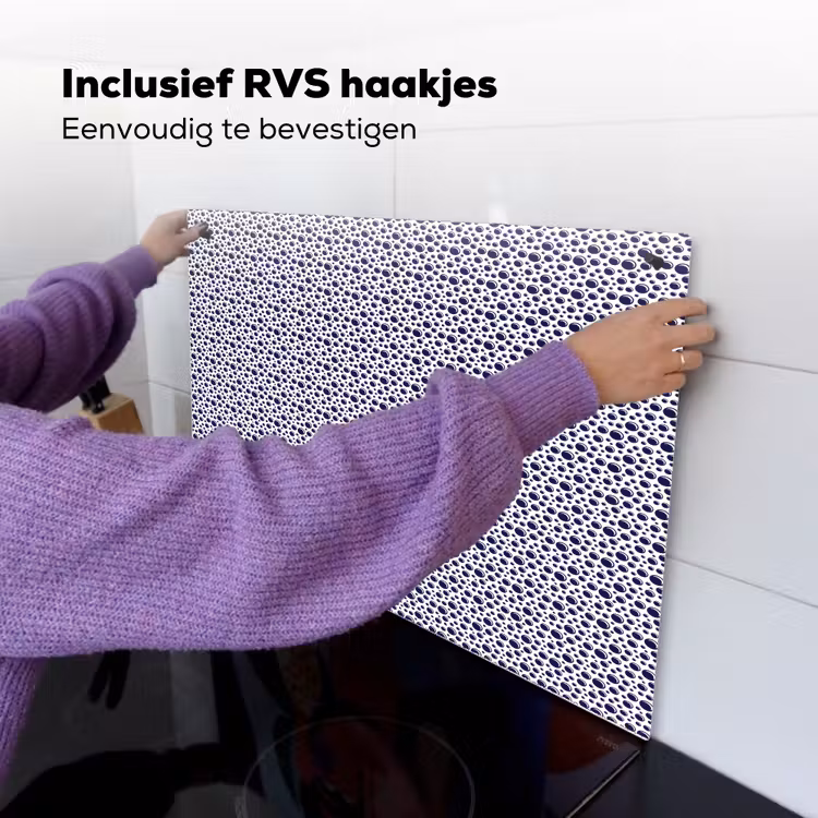 Oceaan - Bubbel - Blauw - Wit Inductie beschemer met haakjes klein 777 -ky-ophangen-nl