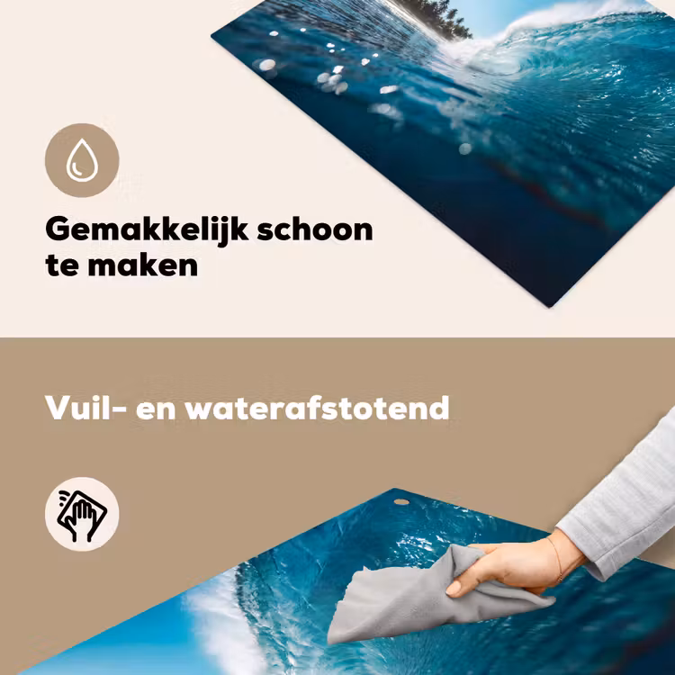Oceaan - Golf - Strand - Natuur - Blauw Inductie beschemer met haakjes klein -ky-schoon-nl