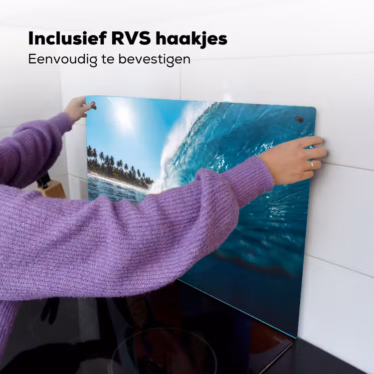 Oceaan - Golf - Strand - Natuur - Blauw Inductie beschemer met haakjes klein -ky-ophangen-nl
