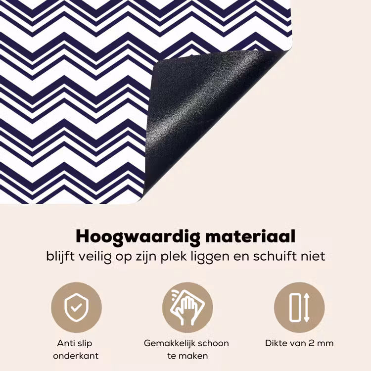 Oceaan - Golven - Blauw - Wit Inductie beschemer met haakjes klein 777 -ky-onderkant-nl