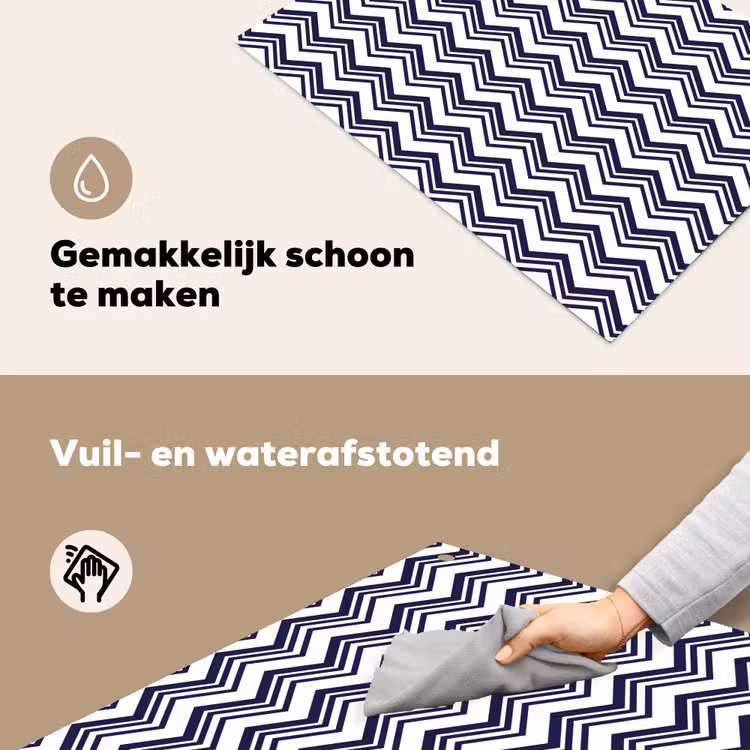 Oceaan - Golven - Blauw - Wit Inductie beschemer met haakjes klein 777 -ky-schoon-nl