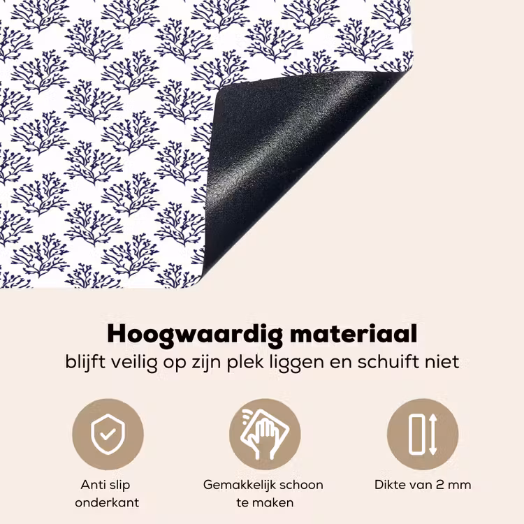 Oceaan - Koraal - Blauw - Wit Inductie beschemer met haakjes klein 777 -ky-onderkant-nl