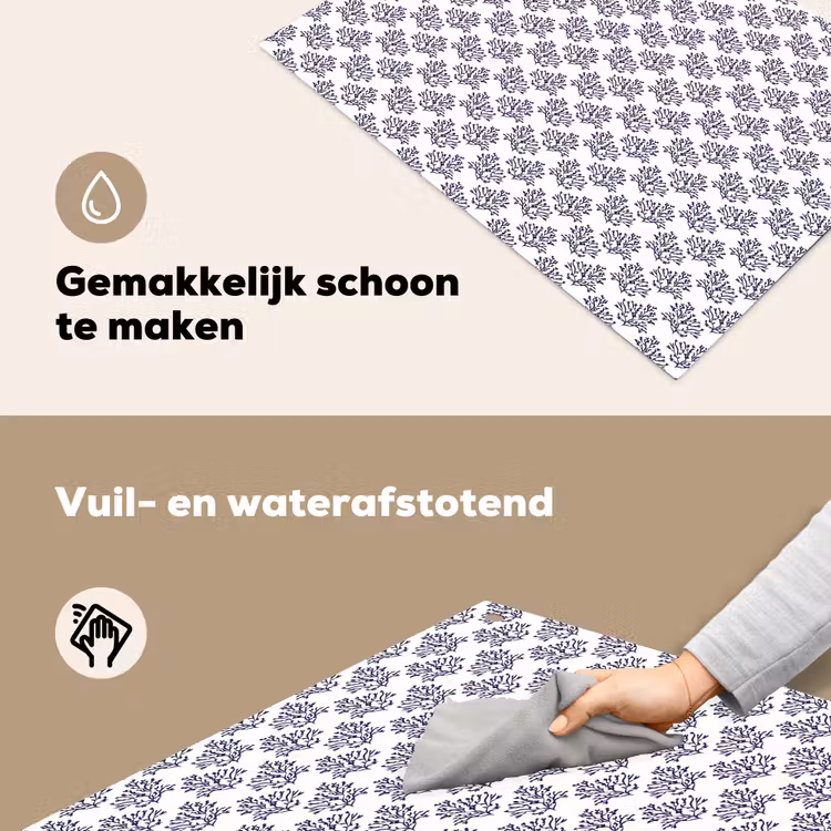 Oceaan - Koraal - Blauw - Wit Inductie beschemer met haakjes klein 777 -ky-schoon-nl