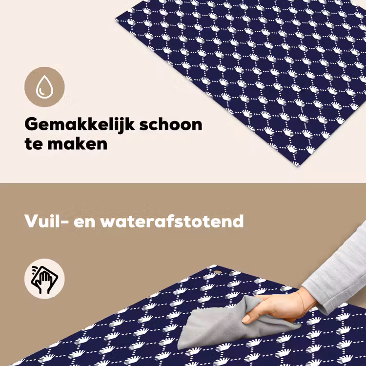 Oceaan - Schelp - Blauw - Wit Inductie beschemer met haakjes klein 777 -ky-schoon-nl