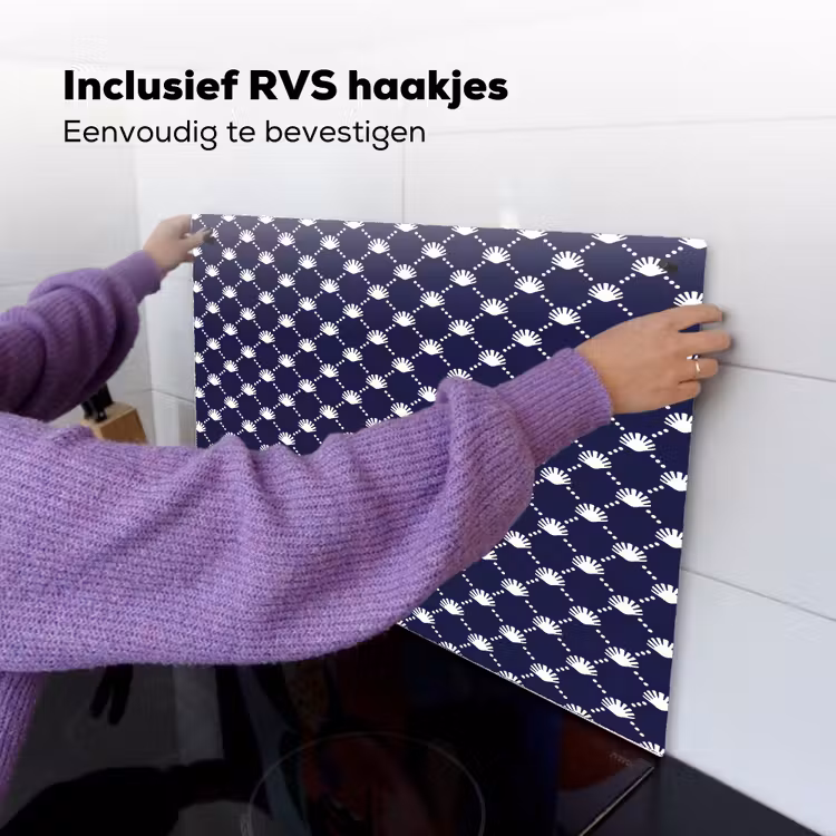 Oceaan - Schelp - Blauw - Wit Inductie beschemer met haakjes klein 777 -ky-ophangen-nl