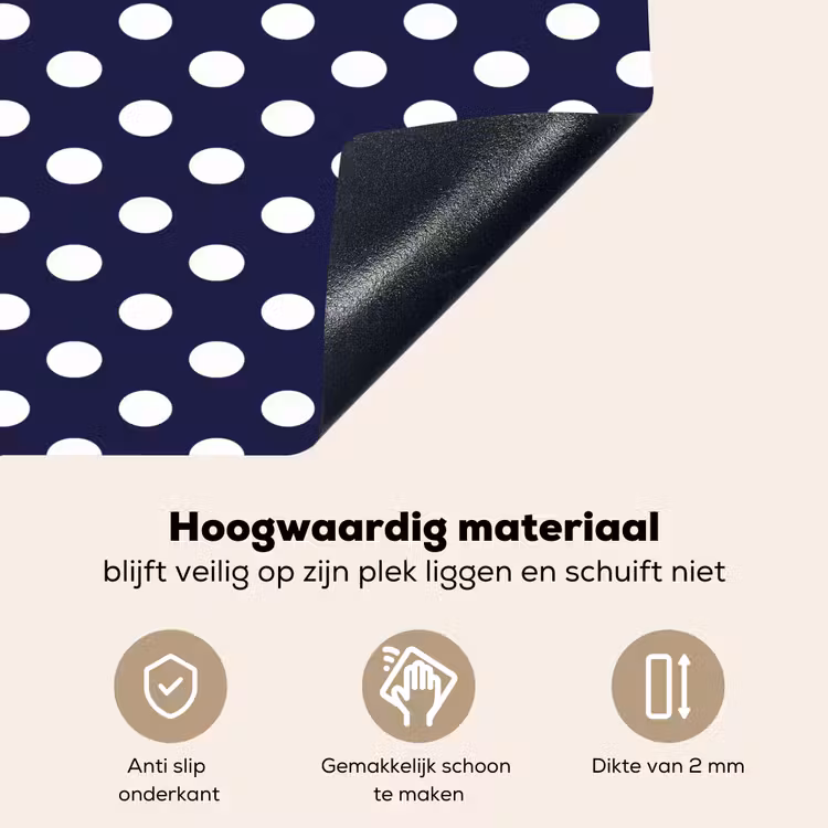 Oceaan - Stippen - Blauw - Wit Inductie beschemer met haakjes klein 777 -ky-onderkant-nl