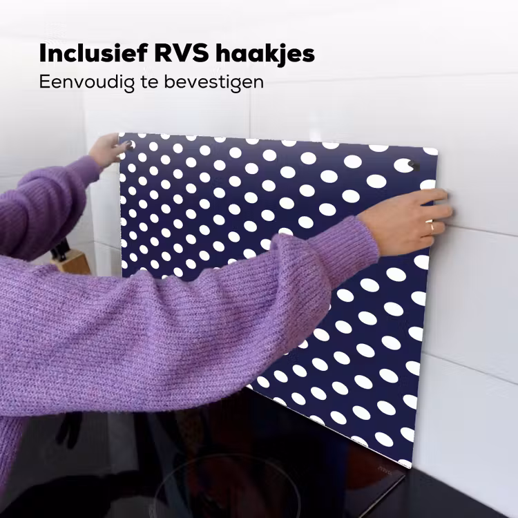 Oceaan - Stippen - Blauw - Wit Inductie beschemer met haakjes klein 777 -ky-ophangen-nl