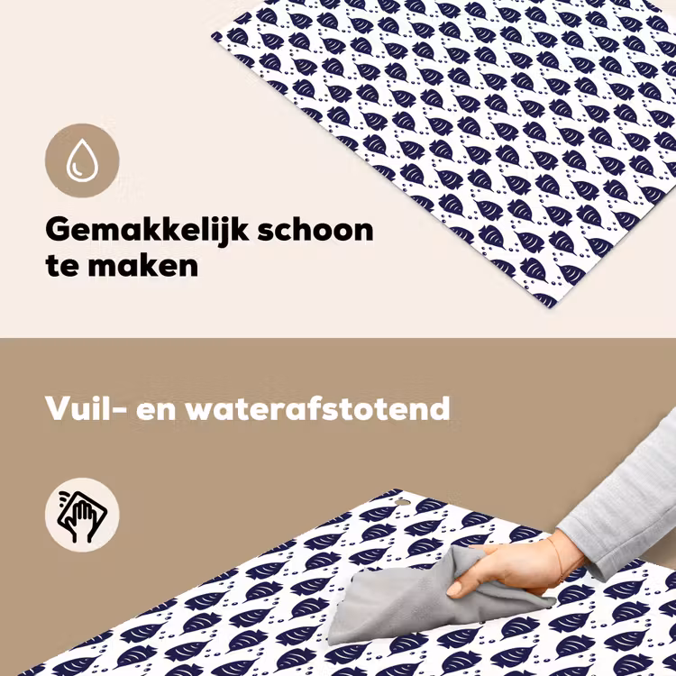 Oceaan - Vis - Blauw - Wit Inductie beschemer met haakjes klein 777 -ky-schoon-nl