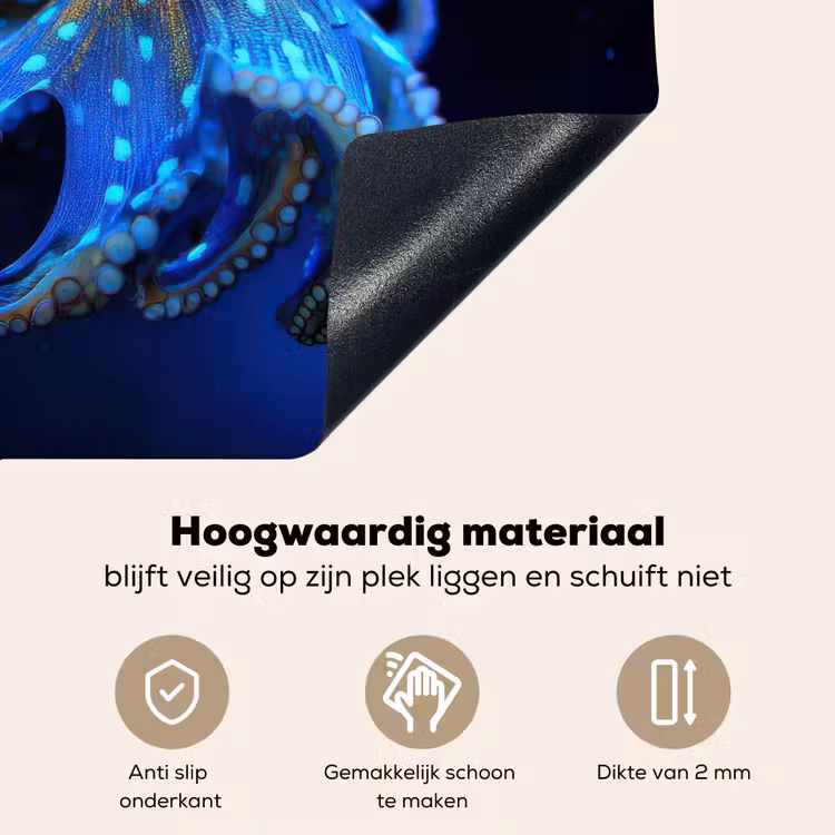Octopus - Stippen - Blauw - Zee Inductie beschemer met haakjes middel -ky-onderkant-nl