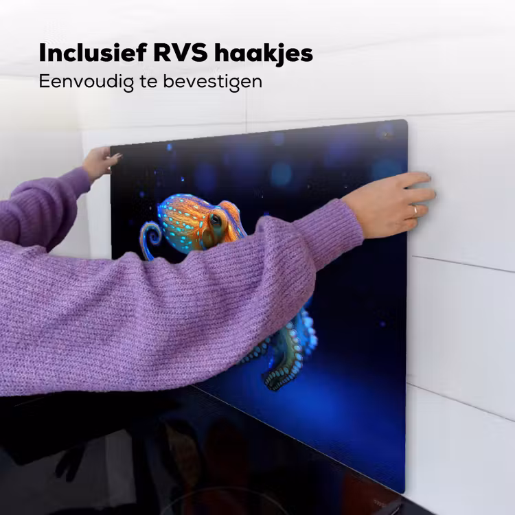 Octopus - Stippen - Blauw - Zee Inductie beschemer met haakjes middel -ky-ophangen-nl