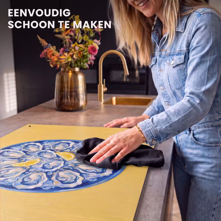 Oesters - Citroen - IJs - Modern - Geel Inductie beschemer met haakjes klein -ky-schoon-nl