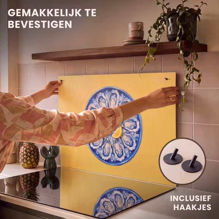 Oesters - Citroen - IJs - Modern - Geel Inductie beschemer met haakjes klein -ky-ophangen-nl