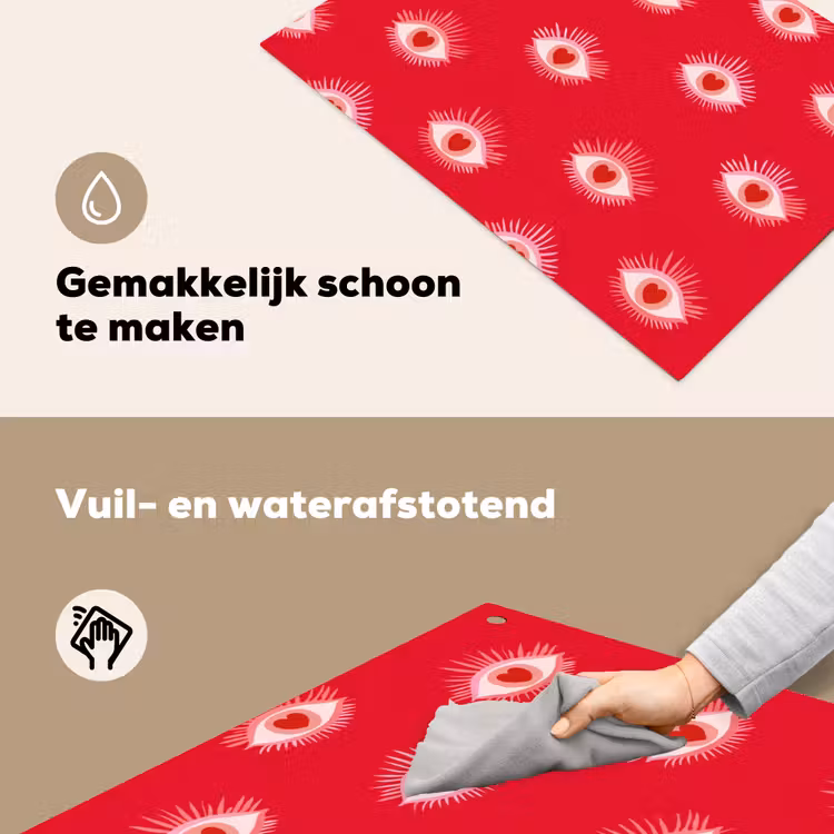 Ogen - Hart - Abstract - Rood - Roze Inductie beschemer met haakjes klein 777 -ky-schoon-nl