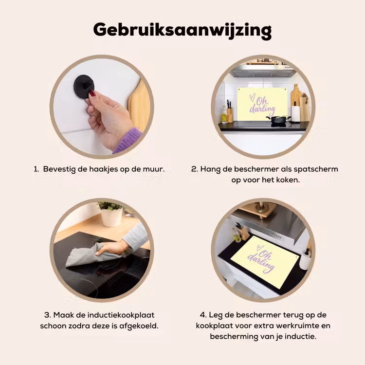 Oh darling - Geel - Hart Inductie beschemer met haakjes klein -ky-gebruik-nl