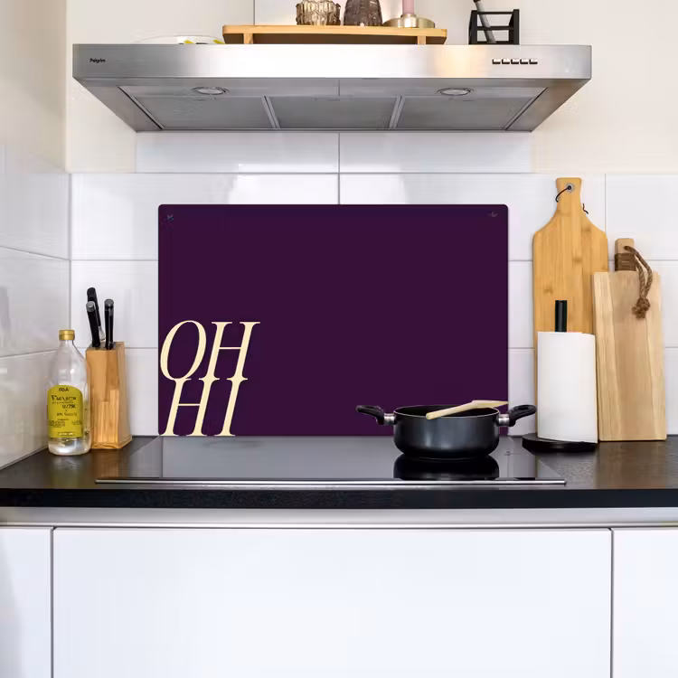 Oh hi - Paars - Cursief Inductie beschemer met haakjes klein -sfeer1