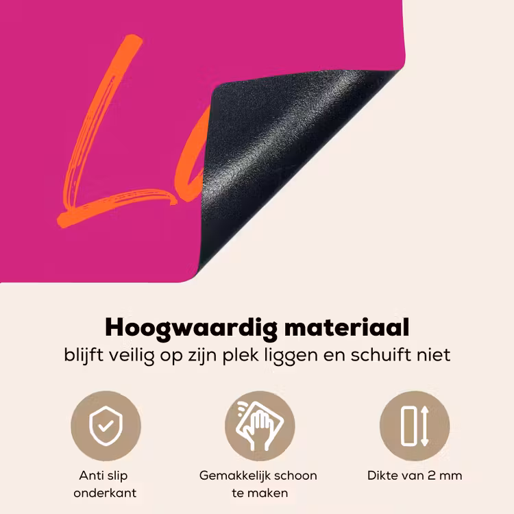 Oh la la - Oranje - Roze Inductie beschemer met haakjes klein -ky-onderkant-nl