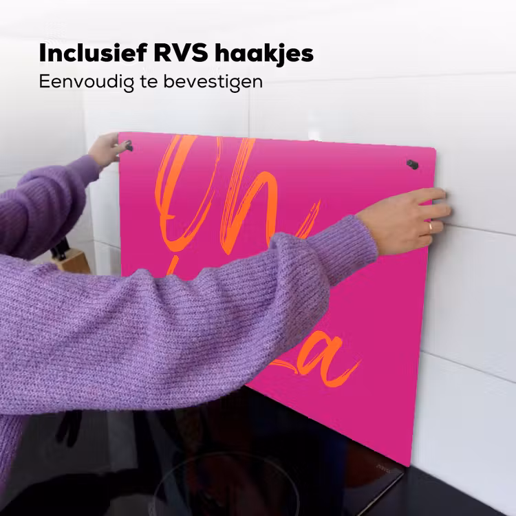 Oh la la - Oranje - Roze Inductie beschemer met haakjes klein -ky-ophangen-nl