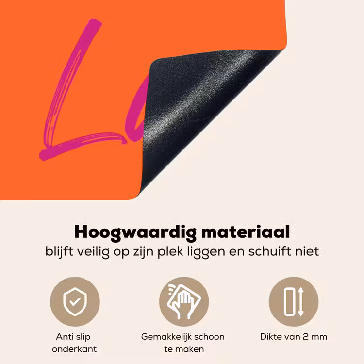 Oh la la - Oranje - Roze - Grafisch Inductie beschemer met haakjes klein -ky-onderkant-nl