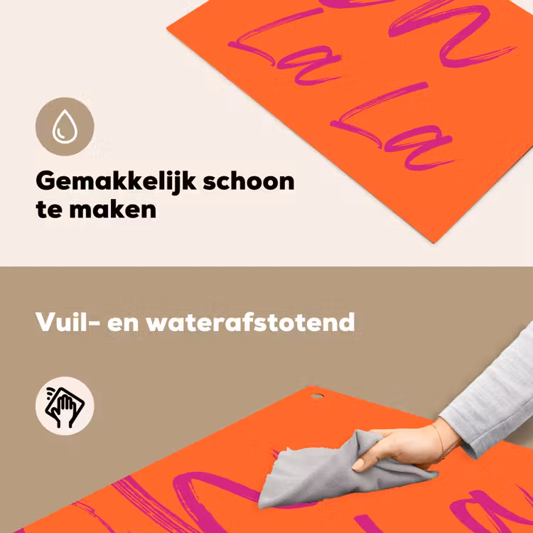 Oh la la - Oranje - Roze - Grafisch Inductie beschemer met haakjes klein -ky-schoon-nl