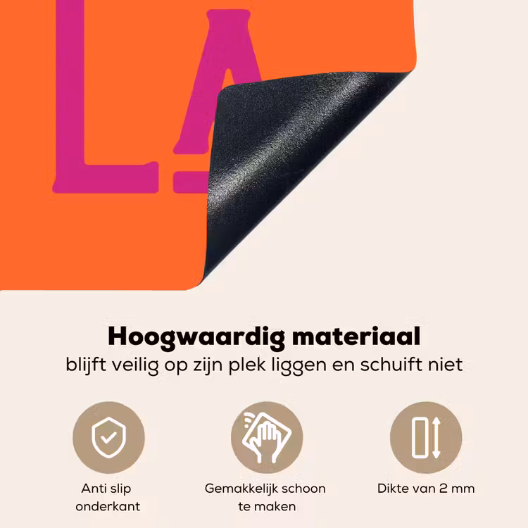 Oh la la - Oranje - Roze - Scheeflettertype Inductie beschemer met haakjes klein -ky-onderkant-nl